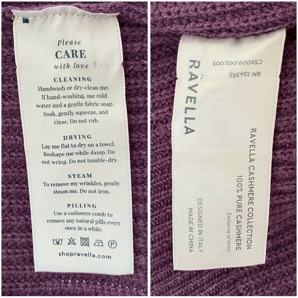 RAVELLA purple Lombardia Cashmere Fisherman ribbed crewneck Sweater - Picture 7 of 12